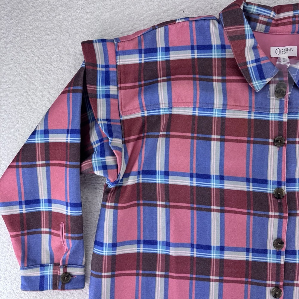 Candace Cameron Bure Ruffle Sleeve Shirt Jacket Shacket 2X Blossom Plaid - Picture 3 of 11
